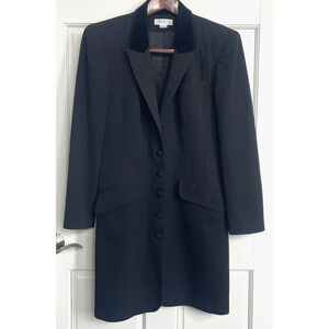 Vintage EXPRESS Long Wool Tailored Coat Velvet Collar Women's M 90s Whimsigoth
